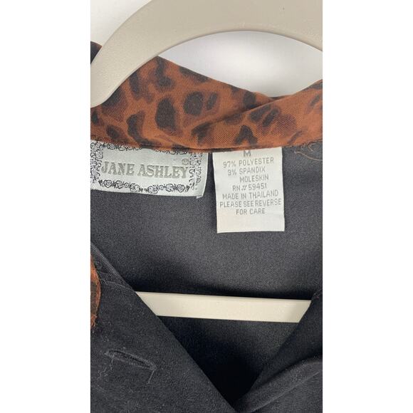 Jane Ashley Vintage Black Animal Print Button Up Shirt Womens Medium Cheetah - Picture 4 of 6